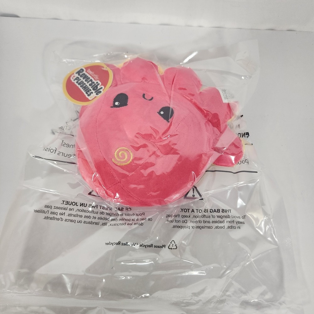 TeeTurtle Reversible Octopus Plush Pink/Yellow Mood Plush NWT Sealed 4"